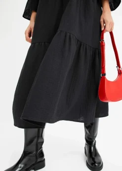 bonprix Bekleidung·Pullover & Strickjacken|Kleider^Maxikleid aus weichem Musselin schwarz