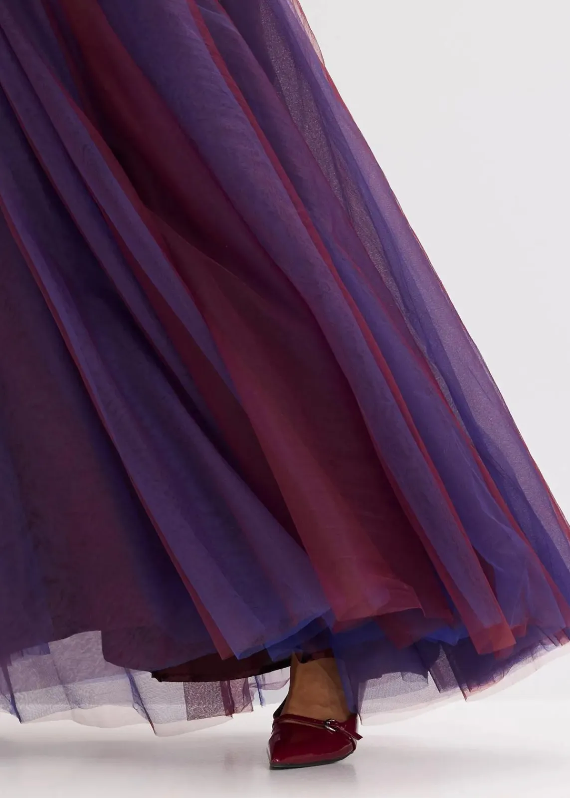 bonprix Bekleidung·Pullover & Strickjacken|Festliche Mode^Maxikleid aus zartem Tüll mit Spitze weinrot