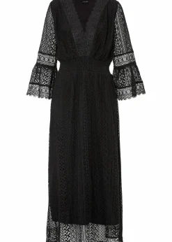 bonprix Kleider^Maxikleid in Crochet-Optik schwarz