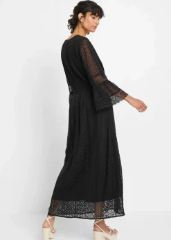 bonprix Kleider^Maxikleid in Crochet-Optik schwarz