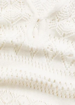 bonprix Kleider|Bekleidung·Pullover & Strickjacken^Maxikleid in Häkeloptik wollweiß