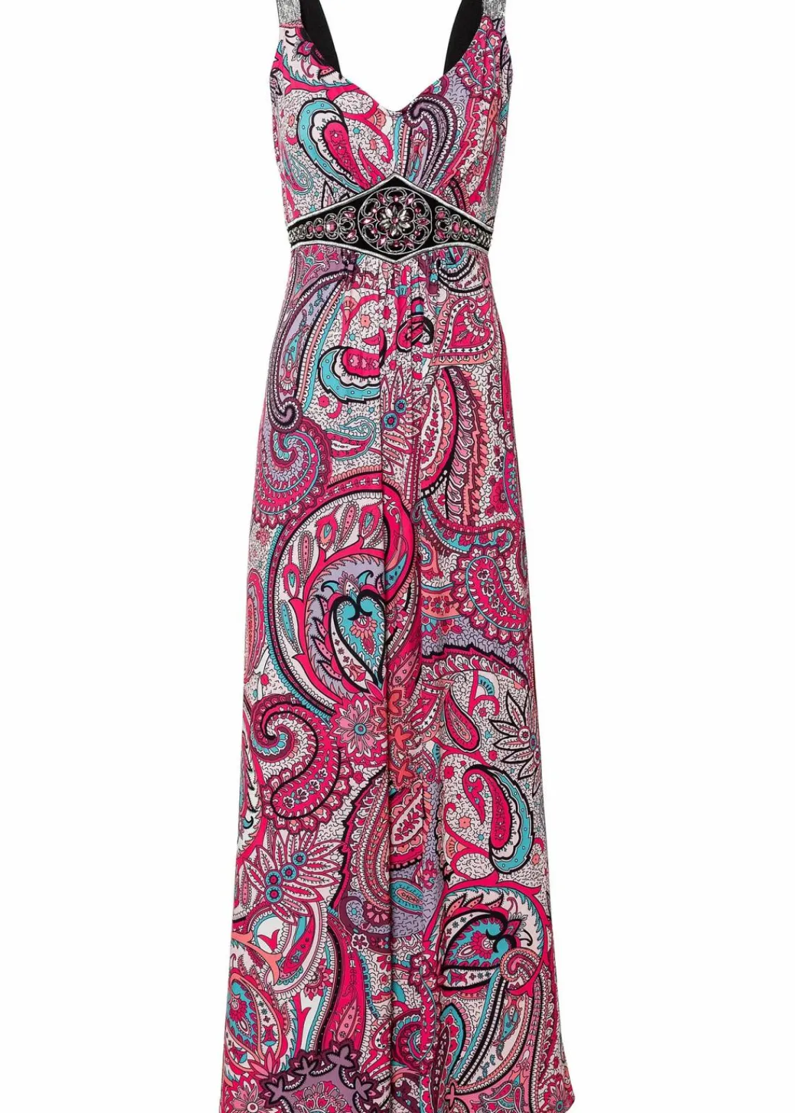 bonprix Kleider^Maxikleid mit Applikationen pink/türkis paisley