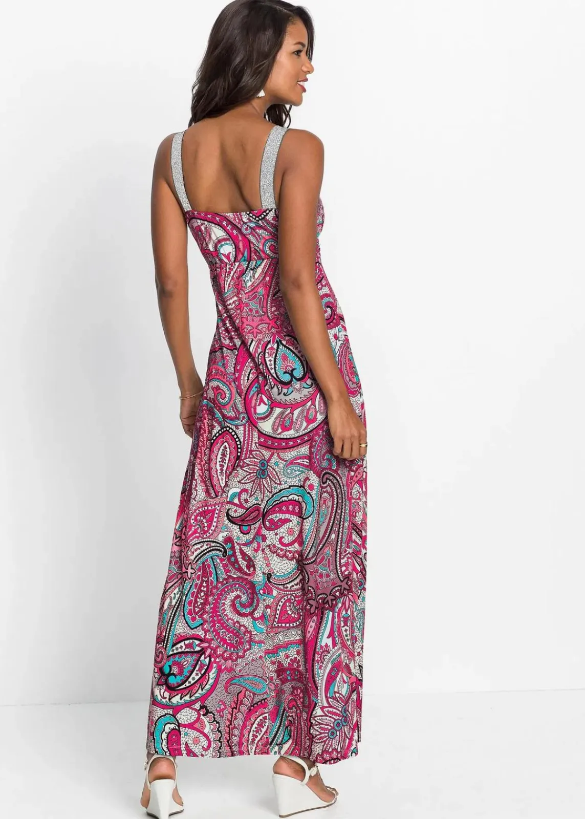 bonprix Kleider^Maxikleid mit Applikationen pink/türkis paisley