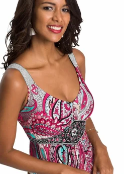bonprix Kleider^Maxikleid mit Applikationen pink/türkis paisley