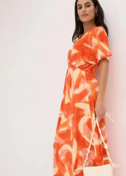 bonprix Bekleidung·Pullover & Strickjacken|Kleider^Maxikleid mit Batik-Print aus softem Viskose-Mix orange bedruckt