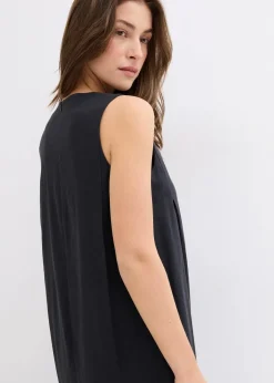 bonprix Kleider^Maxikleid mit Eingriffstaschen aus Viskose-Mix schwarz