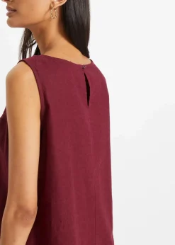 bonprix Kleider|Bekleidung·Pullover & Strickjacken^Maxi-Kleid mit Leinen dunkelbeere