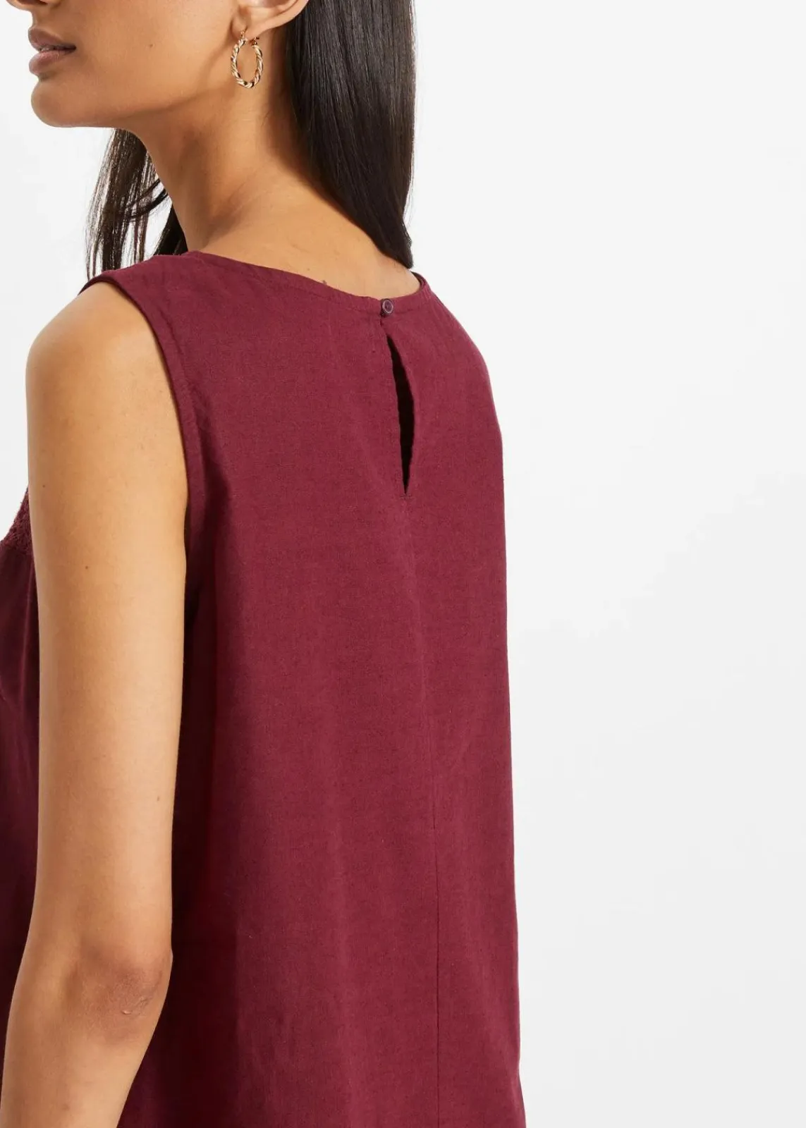 bonprix Kleider|Bekleidung·Pullover & Strickjacken^Maxi-Kleid mit Leinen dunkelbeere