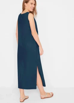 bonprix Bekleidung·Pullover & Strickjacken|Kleider^Maxi-Kleid mit Leinen dunkelblau