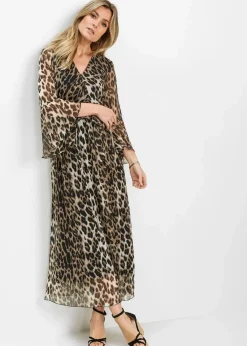 bonprix Kleider^Maxikleid mit Leo-Druck camel/hellbraun/schwarz leo bedruckt