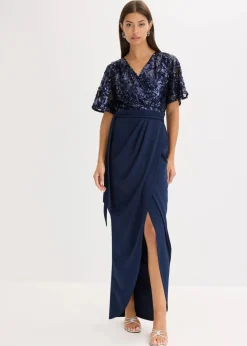 bonprix Bekleidung·Pullover & Strickjacken|Festliche Mode^Maxikleid mit Paillettenstickerei dunkelblau