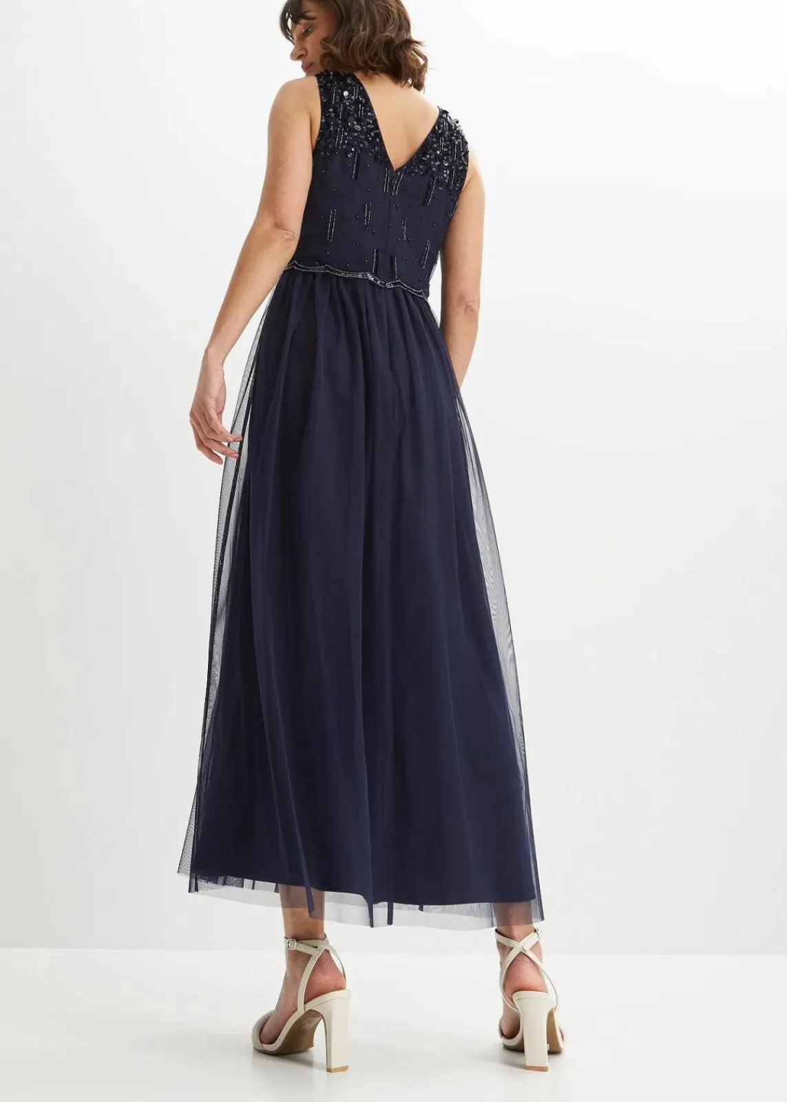 bonprix Kleider|Festliche Mode^Maxikleid mit Paillettenstickerei dunkelblau