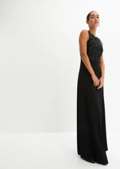 bonprix Bekleidung·Pullover & Strickjacken|Festliche Mode^Maxikleid mit Paillettenstickerei schwarz