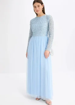 bonprix Bekleidung·Pullover & Strickjacken|Festliche Mode^Maxikleid mit Paillettenstickerei hellblau