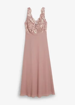 bonprix Festliche Mode|Nachhaltigere Materialien^Maxikleid mit Paillettenstickerei rosenholz
