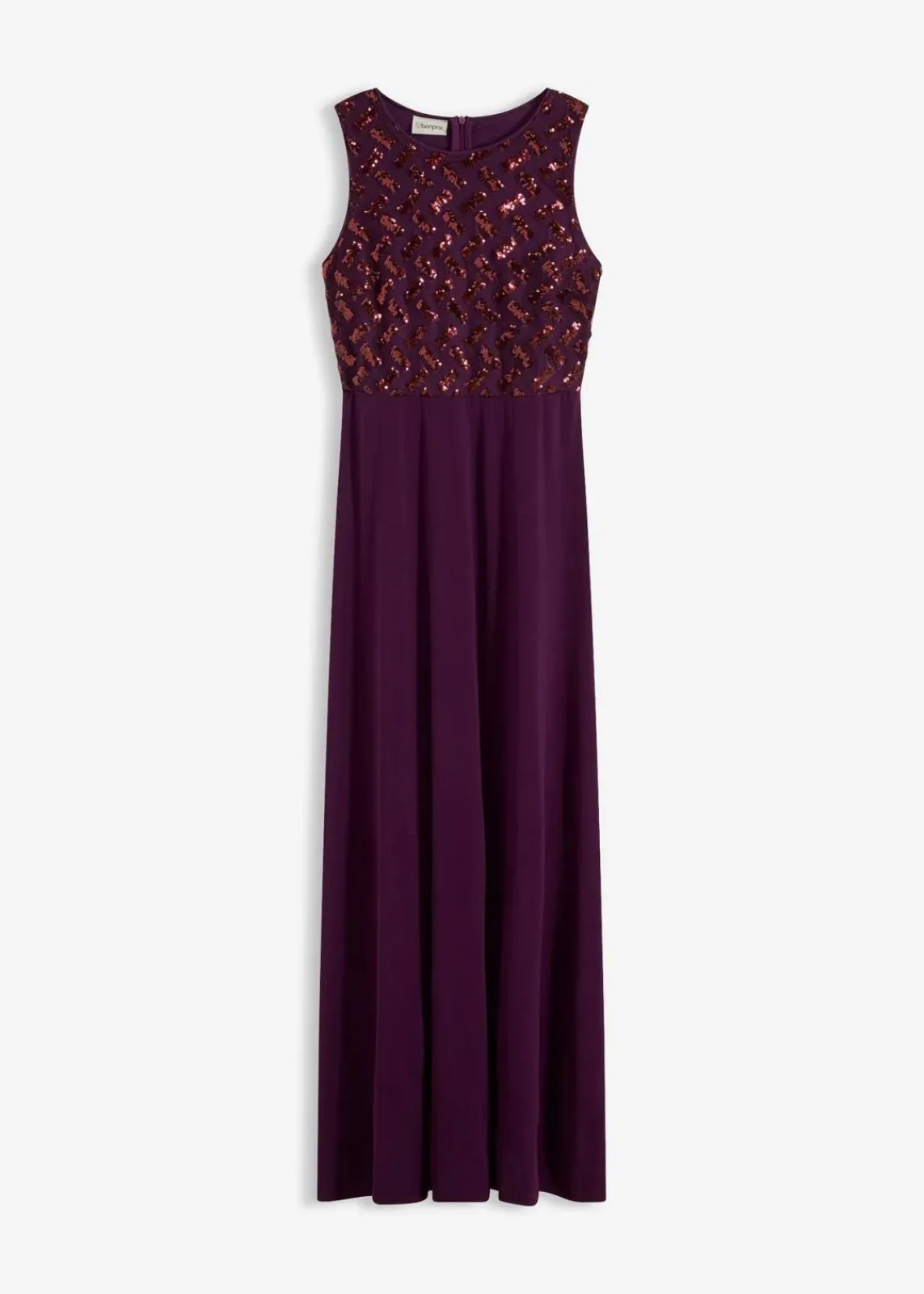 bonprix Kleider|Festliche Mode^Maxikleid mit Paillettenstickerei dunkelrot