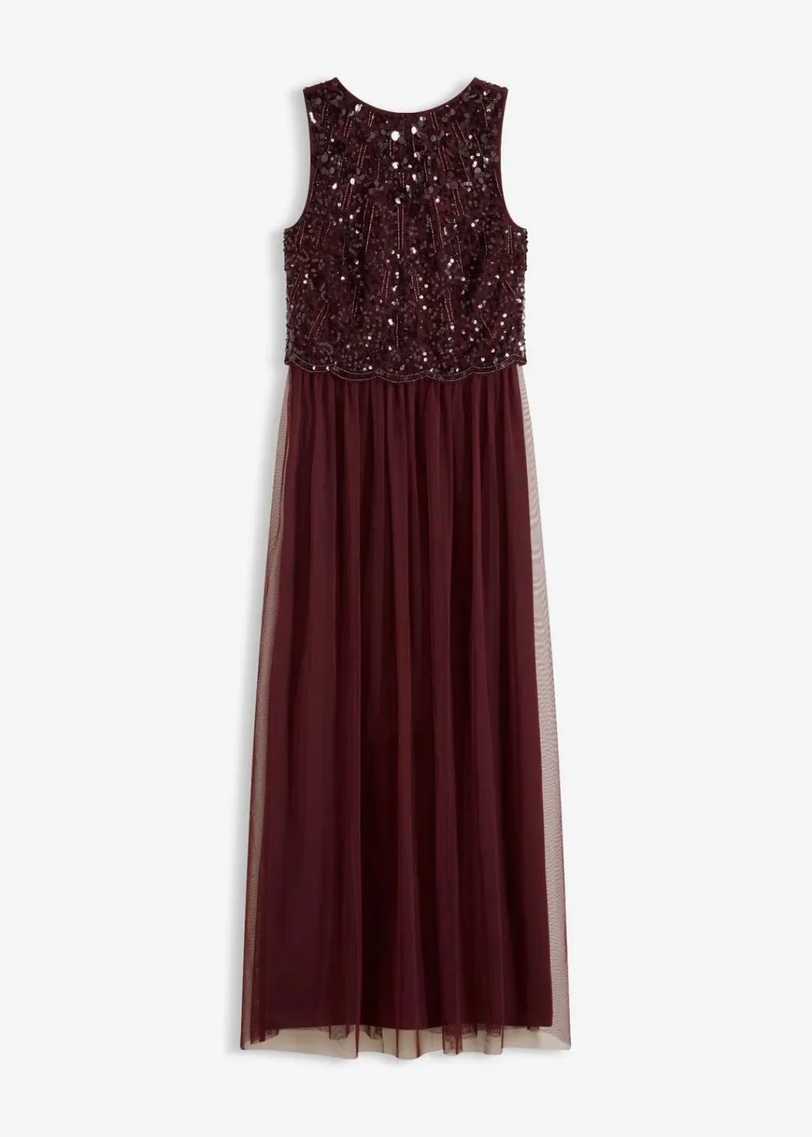 bonprix Kleider|Festliche Mode^Maxikleid mit Paillettenstickerei weinrot