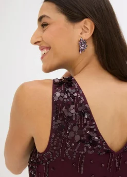 bonprix Kleider|Festliche Mode^Maxikleid mit Paillettenstickerei weinrot