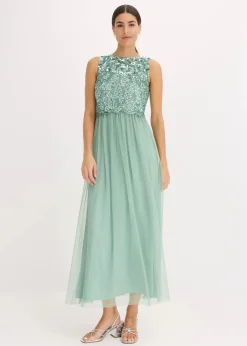 bonprix Kleider|Festliche Mode^Maxikleid mit Paillettenstickerei pastellgrün