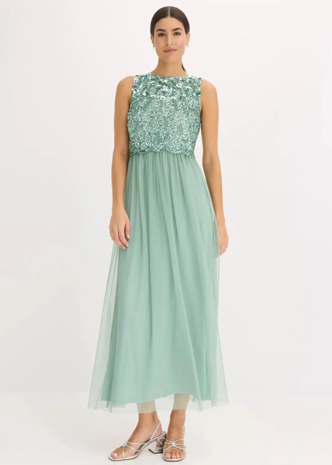 bonprix Kleider|Festliche Mode^Maxikleid mit Paillettenstickerei pastellgrün