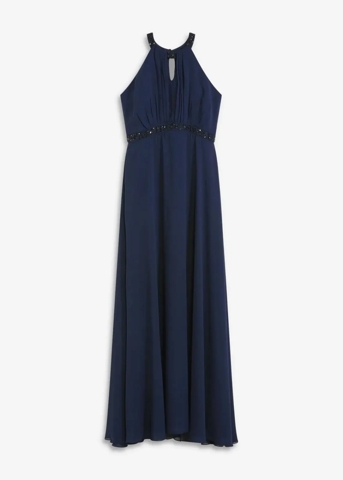 bonprix Festliche Mode|Kleider^Maxikleid mit Perlenapplikation dunkelblau