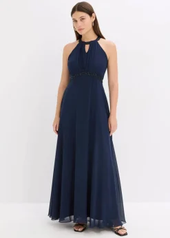 bonprix Festliche Mode|Kleider^Maxikleid mit Perlenapplikation dunkelblau