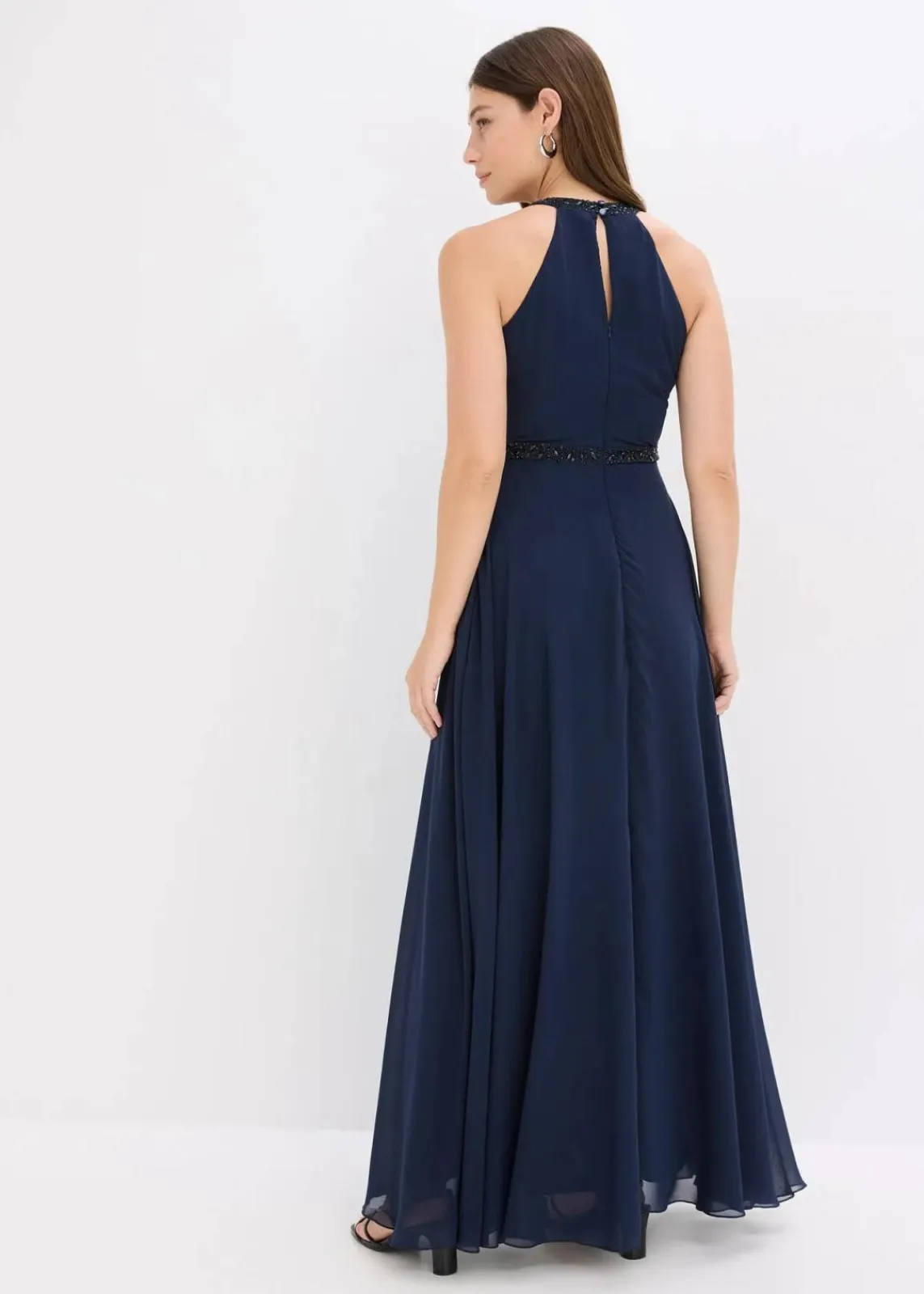 bonprix Festliche Mode|Kleider^Maxikleid mit Perlenapplikation dunkelblau