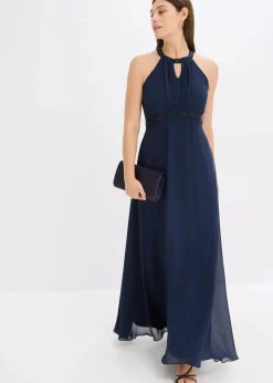 bonprix Festliche Mode|Kleider^Maxikleid mit Perlenapplikation dunkelblau