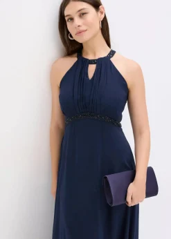 bonprix Festliche Mode|Kleider^Maxikleid mit Perlenapplikation dunkelblau