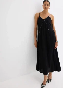 bonprix Kleider^Maxikleid mit Ösen-Verzierung schwarz