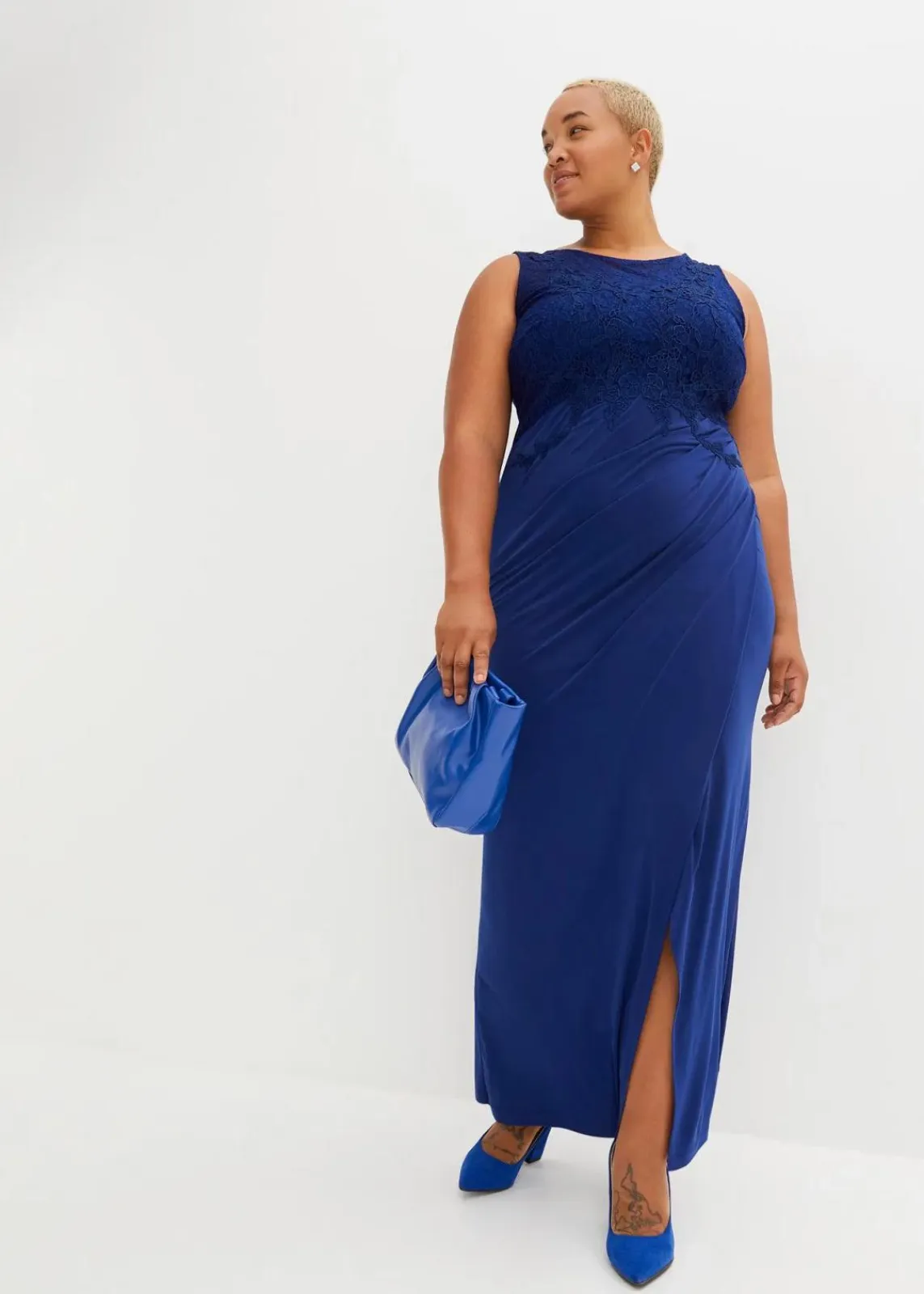 bonprix Kleider|Festliche Mode^Maxikleid mit Spitze dunkelblau