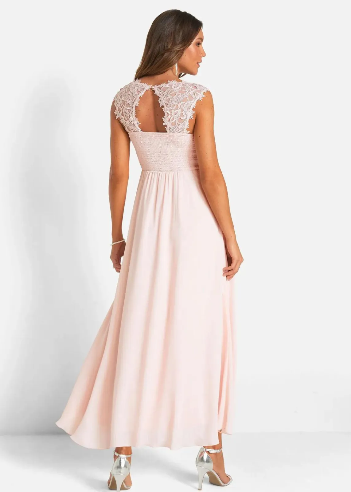 bonprix Kleider|Festliche Mode^Maxikleid mit Spitze perlrosa