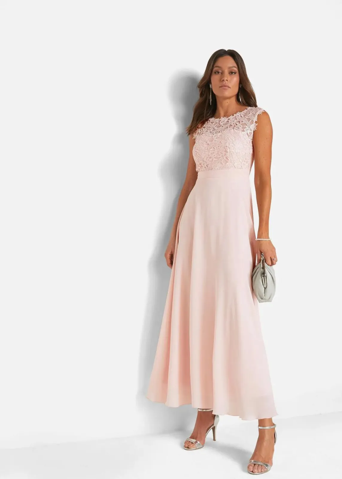 bonprix Kleider|Festliche Mode^Maxikleid mit Spitze perlrosa