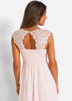 bonprix Kleider|Festliche Mode^Maxikleid mit Spitze perlrosa