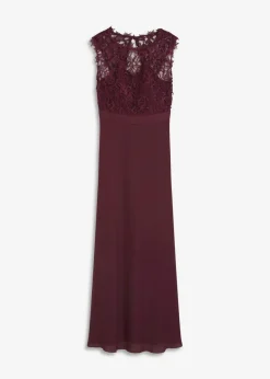 bonprix Kleider|Festliche Mode^Maxikleid mit Spitze weinrot