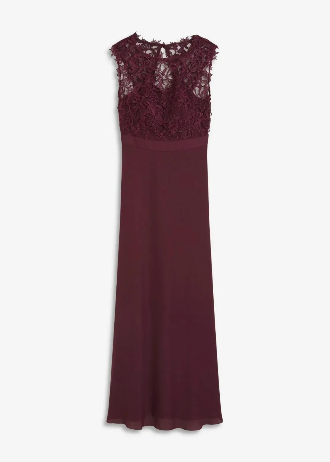 bonprix Kleider|Festliche Mode^Maxikleid mit Spitze weinrot