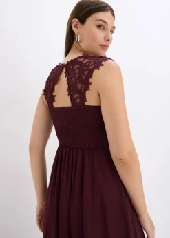 bonprix Kleider|Festliche Mode^Maxikleid mit Spitze weinrot