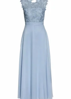 bonprix Kleider|Festliche Mode^Maxikleid mit Spitze puderblau