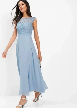 bonprix Kleider|Festliche Mode^Maxikleid mit Spitze puderblau