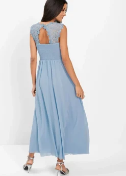 bonprix Kleider|Festliche Mode^Maxikleid mit Spitze puderblau