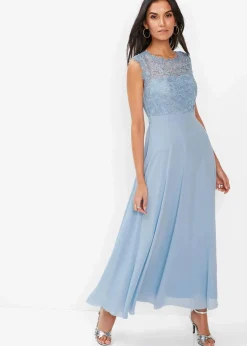 bonprix Kleider|Festliche Mode^Maxikleid mit Spitze puderblau