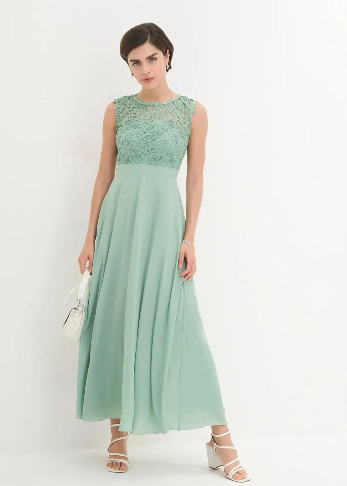 bonprix Kleider|Festliche Mode^Maxikleid mit Spitze pastellgrün