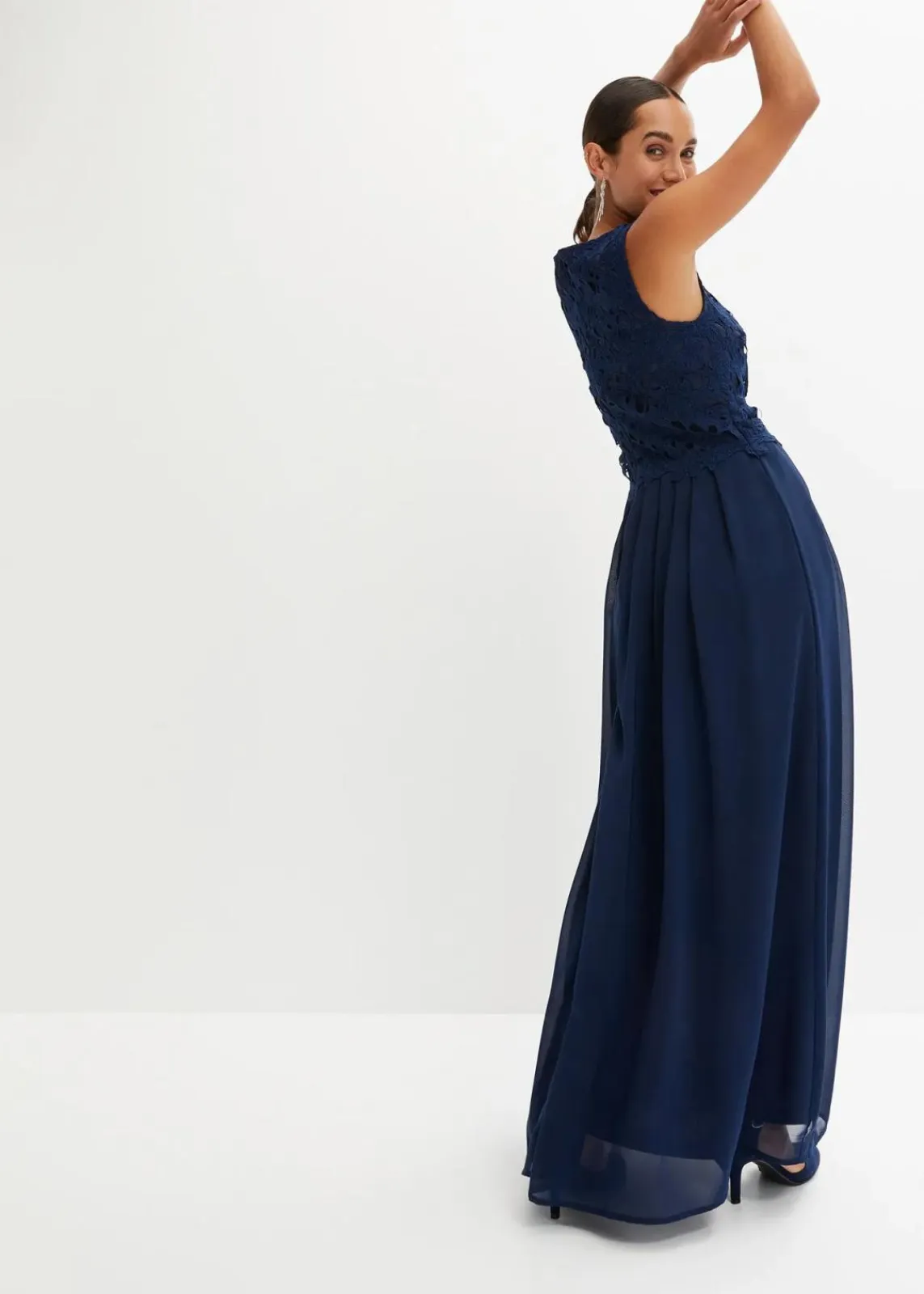 bonprix Festliche Mode|Kleider^Maxikleid mit Spitze dunkelblau