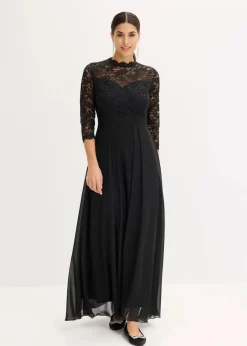 bonprix Kleider|Festliche Mode^Maxikleid mit Spitze schwarz
