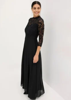 bonprix Kleider|Festliche Mode^Maxikleid mit Spitze schwarz