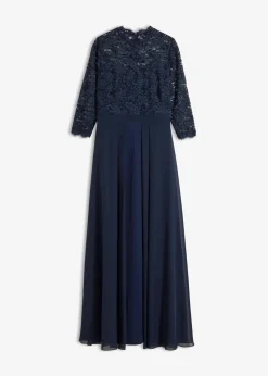 bonprix Bekleidung·Pullover & Strickjacken|Festliche Mode^Maxikleid mit Spitze dunkelblau