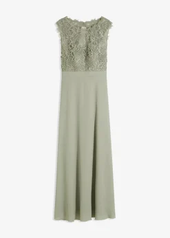 bonprix Kleider|Festliche Mode^Maxikleid mit Spitze seegras