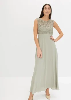 bonprix Kleider|Festliche Mode^Maxikleid mit Spitze seegras