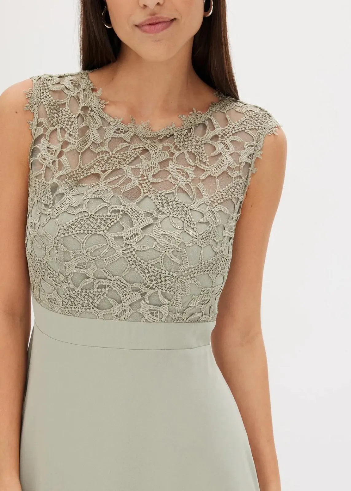 bonprix Kleider|Festliche Mode^Maxikleid mit Spitze seegras
