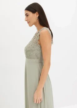 bonprix Kleider|Festliche Mode^Maxikleid mit Spitze seegras